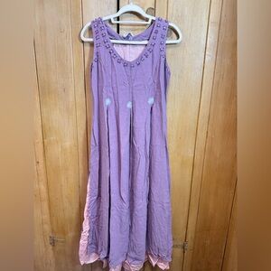 April Cornell U Neck Sleeveless Embroidered Beaded Maxi Dress
